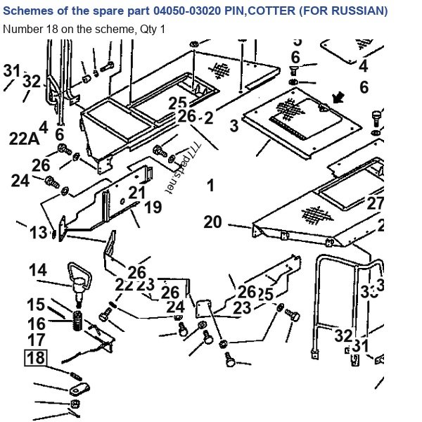 04050-03020 PIN,COTTER (FOR RUSSIAN) catalog diagram