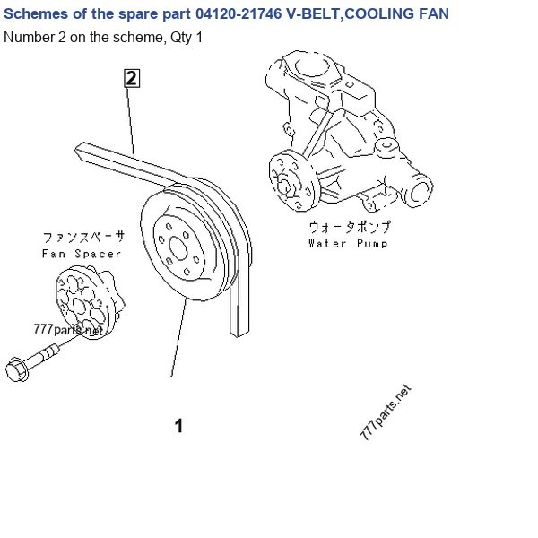 04120-21746 V-BELT,COOLING FAN catalog diagram