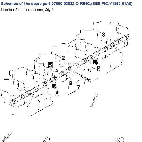 07000-03022 O-RING,(SEE FIG.Y1852-01A0) catalog diagram