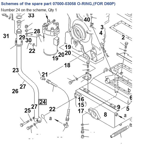 07000-03058 O-RING,(FOR D60P) catalog diagram