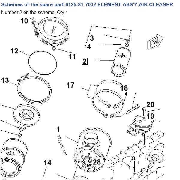 6125-81-7032 ELEMENT ASS'Y,AIR CLEANER catalog diagram