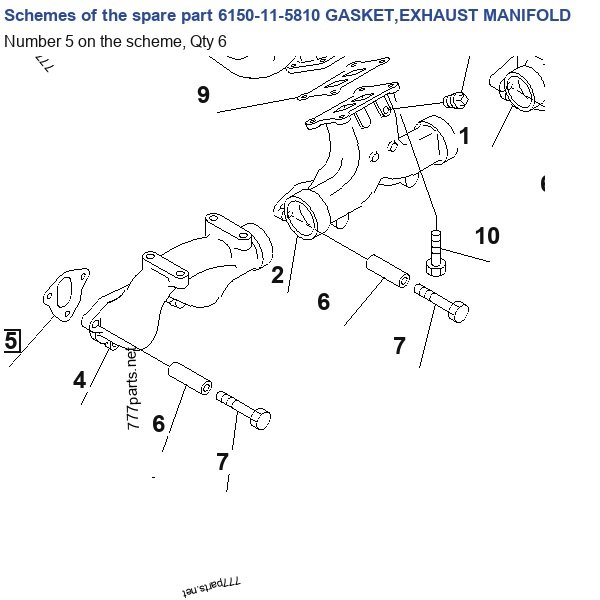 6150-11-5810 GASKET,EXHAUST MANIFOLD catalog diagram